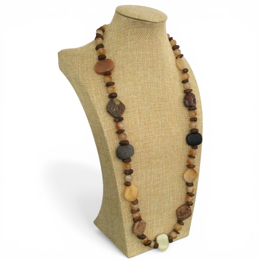 Artisan Semi‑Precious Stone Necklace - Ferruginous Quartz - Silver‑Tone - 31"L - Picture 4 of 16